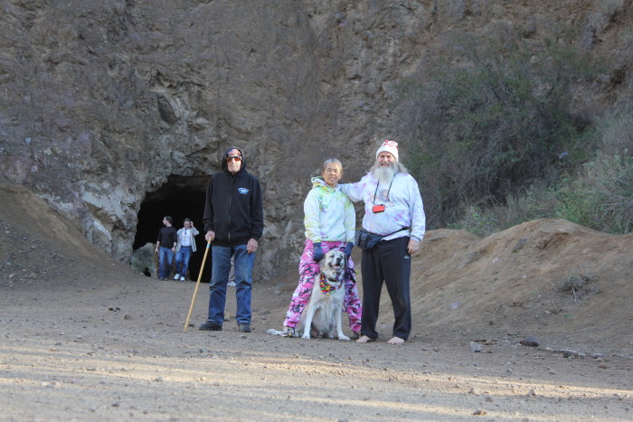 Dave, Herman, Cathy, and Ken Bob in front of the Bat-Cave